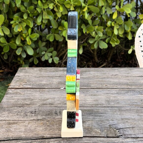 Hand painted Vintage Wood Snowman Christmas Decor Primitive Folk Art Let it Snow - Picture 4 of 8